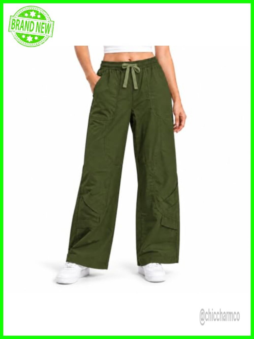 Wide Leg Travel Pants Pull-On Drawstring Waist Pockets